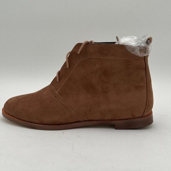 Brown Women Classic Closed Toe Ankle Boots Lace Up Chunky Heel Work Short Bootie - Picture 1 of 6